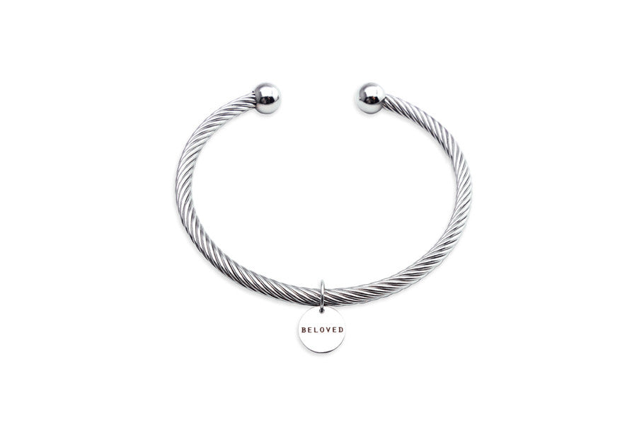 Customise jewelry in Singapore with J & Co Foundry silver bracelet engraved Beloved