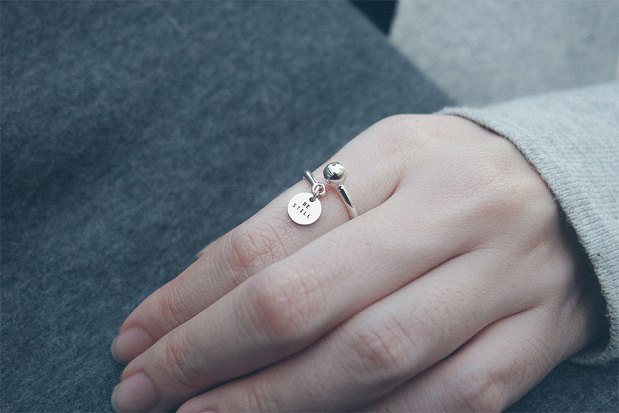 A little message on J & Co Foundry round pendant ring