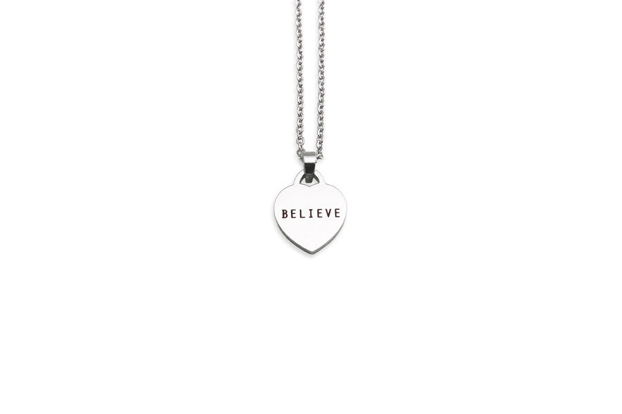 Silver color modern jewelry love pendant necklace engraved believe