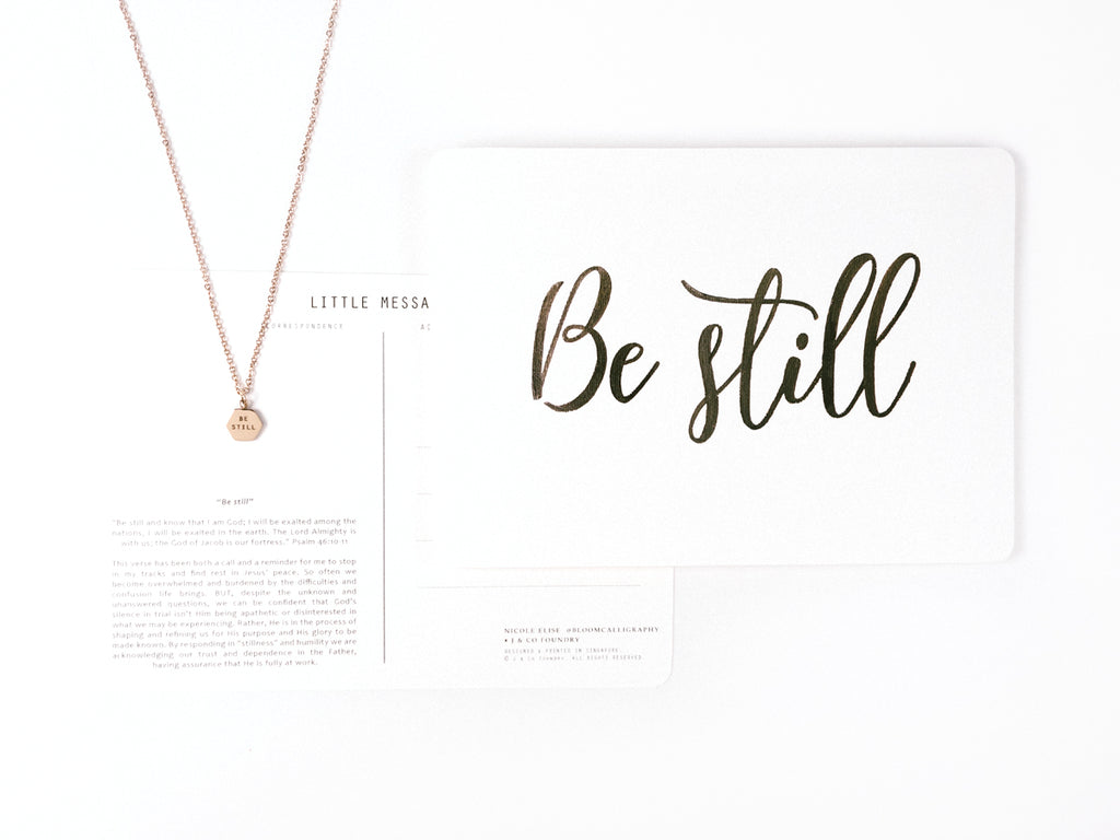 Be Still Customised Hexagon Pendant Necklace in Rose Gold