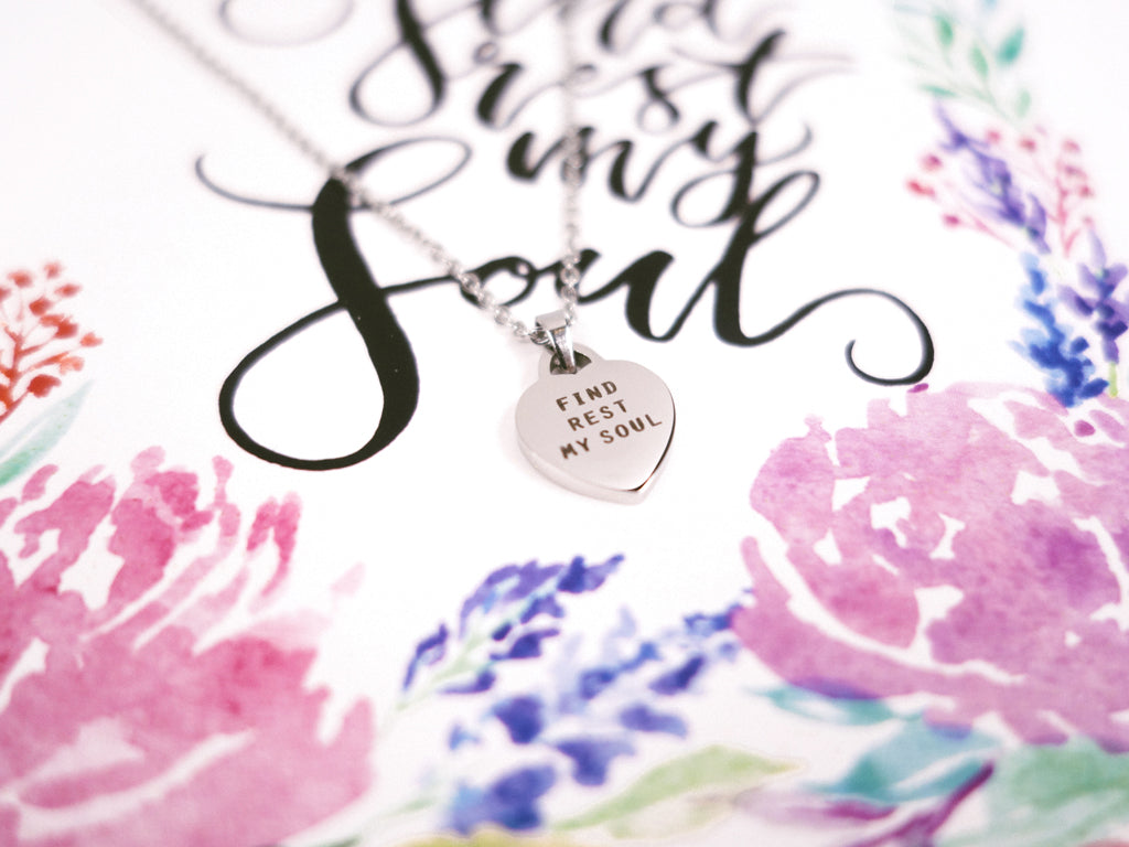 Find Rest My Soul Heart Pendant Necklace in Silver