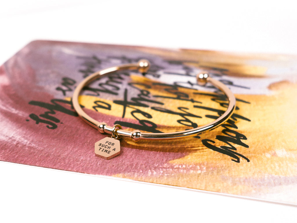 Called for such a time Customised round hexagon bracelet in rose gold