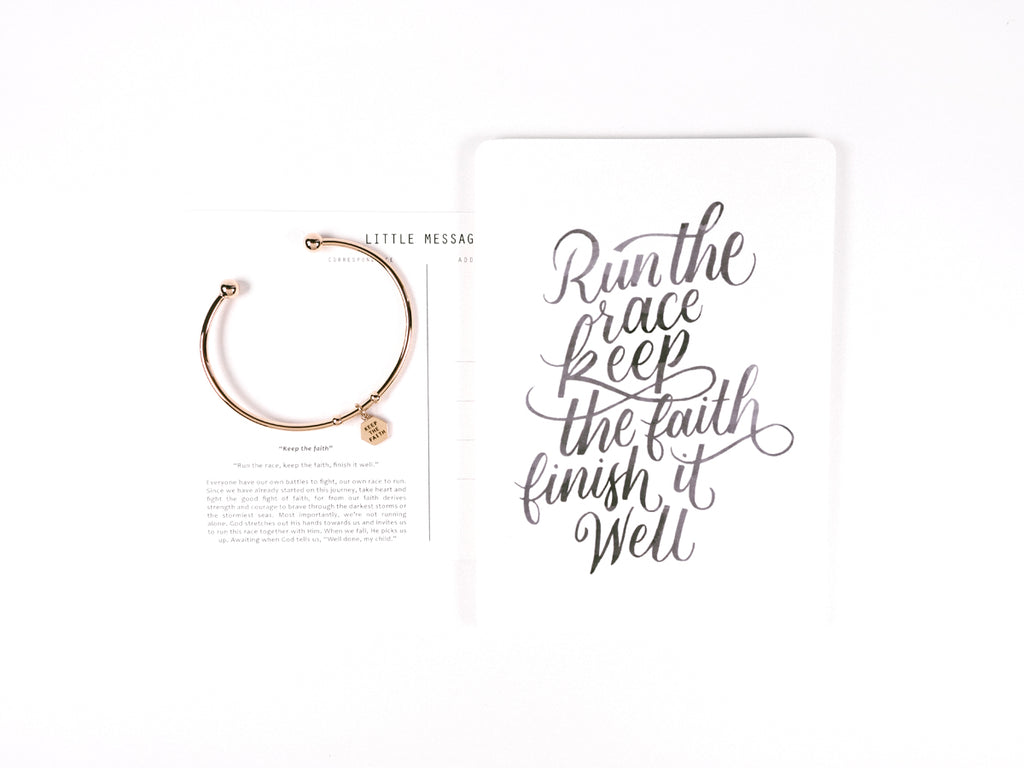 Keep The Faith Customised Hexagon Pendant Round Bracelet in Rose Gold