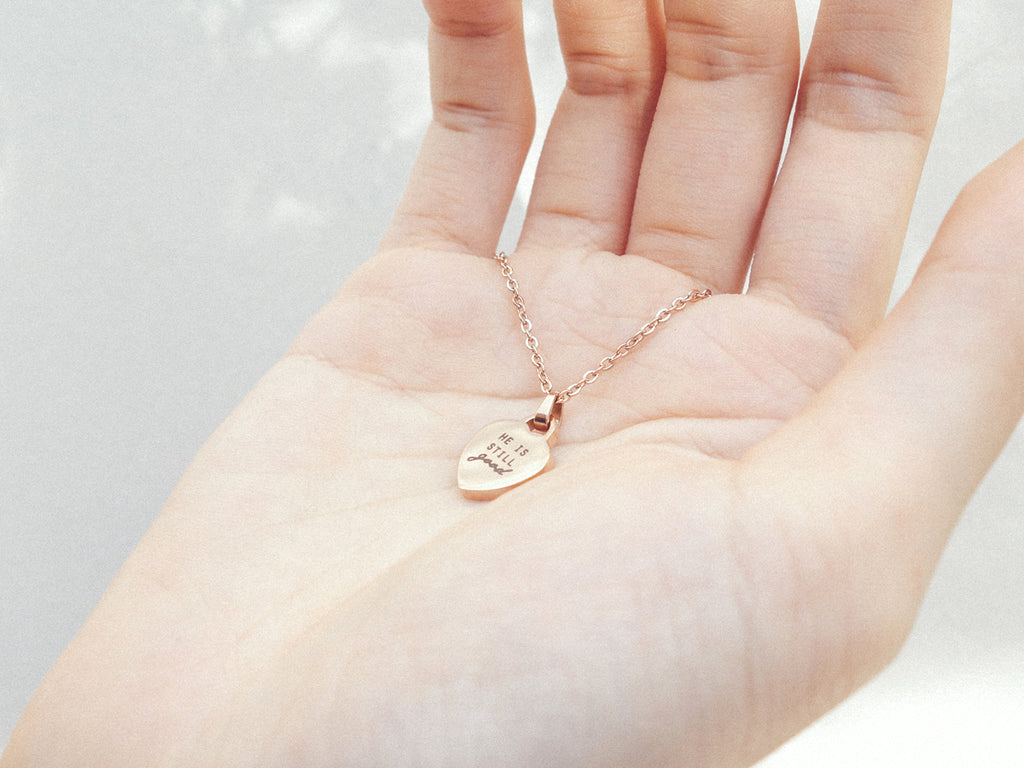He Is Still Good Customised Heart Necklace in Rose Gold