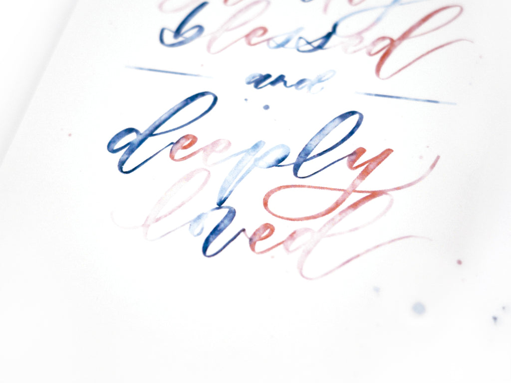 Handmade simple and beautiful calligraphy using watercolour brush and pen