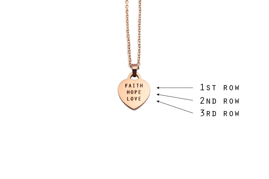 Singapore jewelry customisation with laser engrave heart pendant necklace