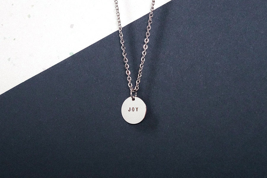 Simple stainless steel silver pendant necklace by J & Co Foundry