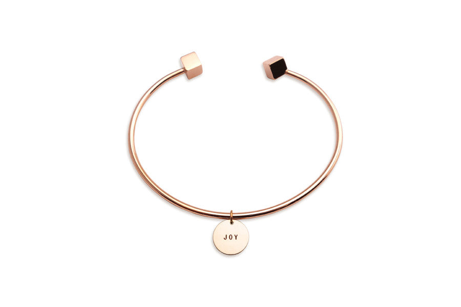 rose gold cube bracelet with customise pendant joy